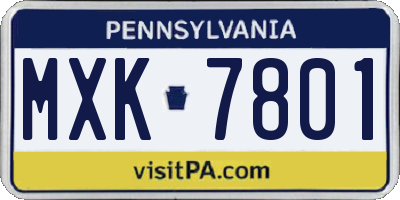 PA license plate MXK7801