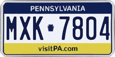 PA license plate MXK7804