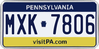 PA license plate MXK7806