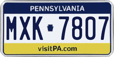 PA license plate MXK7807
