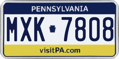 PA license plate MXK7808
