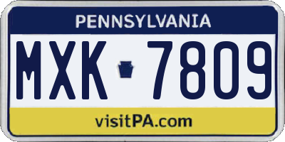 PA license plate MXK7809