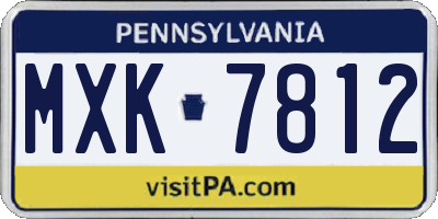 PA license plate MXK7812