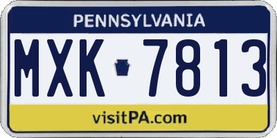 PA license plate MXK7813
