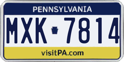 PA license plate MXK7814