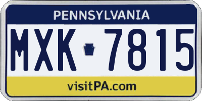 PA license plate MXK7815