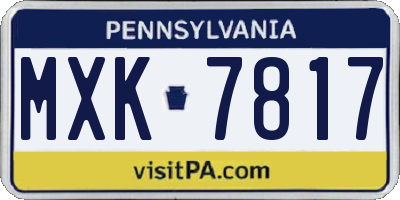 PA license plate MXK7817