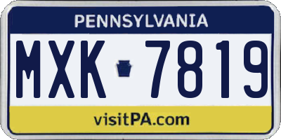 PA license plate MXK7819