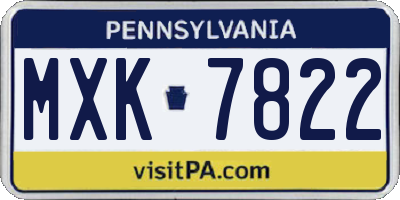 PA license plate MXK7822
