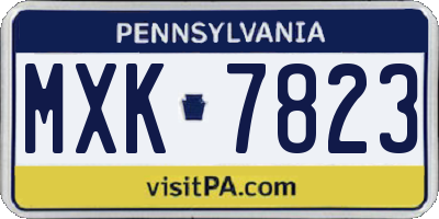 PA license plate MXK7823