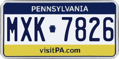 PA license plate MXK7826