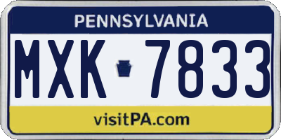 PA license plate MXK7833