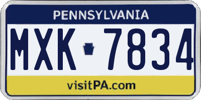 PA license plate MXK7834
