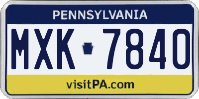 PA license plate MXK7840