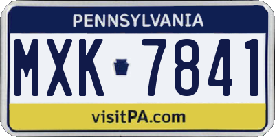 PA license plate MXK7841