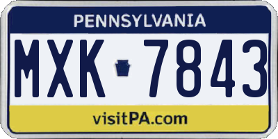 PA license plate MXK7843