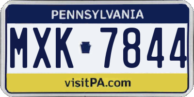 PA license plate MXK7844
