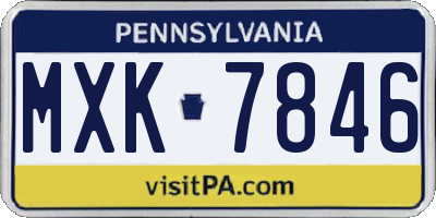 PA license plate MXK7846