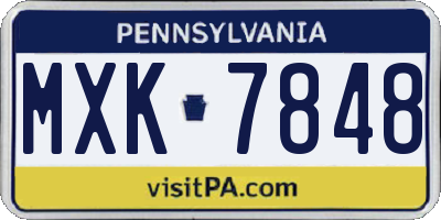 PA license plate MXK7848