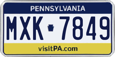 PA license plate MXK7849