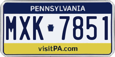 PA license plate MXK7851