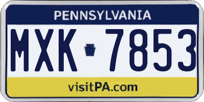 PA license plate MXK7853