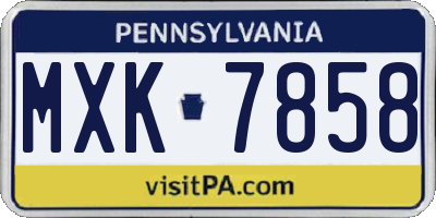 PA license plate MXK7858