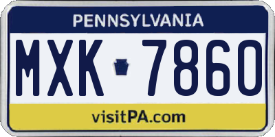 PA license plate MXK7860
