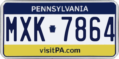 PA license plate MXK7864