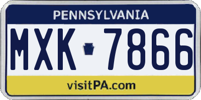 PA license plate MXK7866