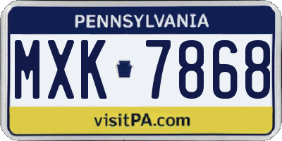 PA license plate MXK7868