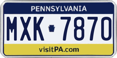 PA license plate MXK7870