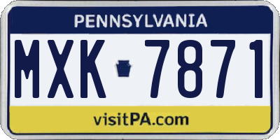PA license plate MXK7871