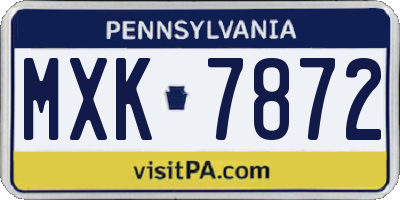 PA license plate MXK7872