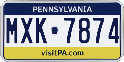 PA license plate MXK7874