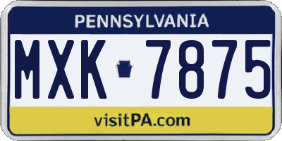 PA license plate MXK7875
