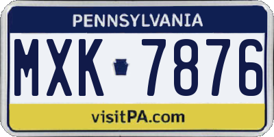 PA license plate MXK7876