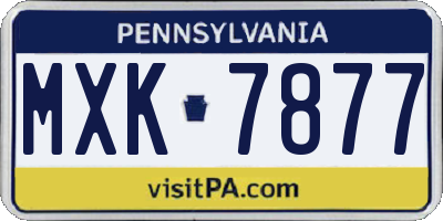 PA license plate MXK7877