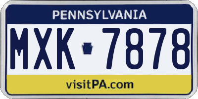 PA license plate MXK7878
