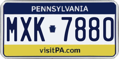 PA license plate MXK7880