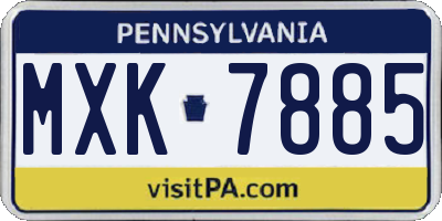 PA license plate MXK7885