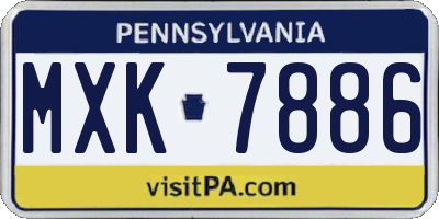 PA license plate MXK7886