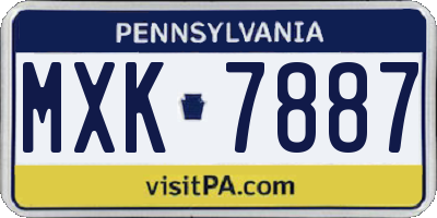PA license plate MXK7887