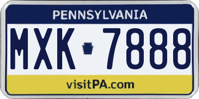 PA license plate MXK7888