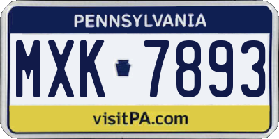 PA license plate MXK7893