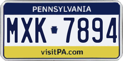 PA license plate MXK7894