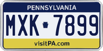 PA license plate MXK7899