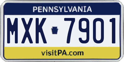 PA license plate MXK7901
