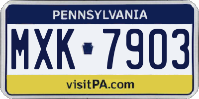 PA license plate MXK7903