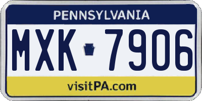 PA license plate MXK7906